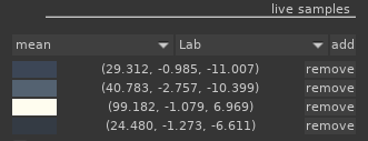 Color picker patches after normalization