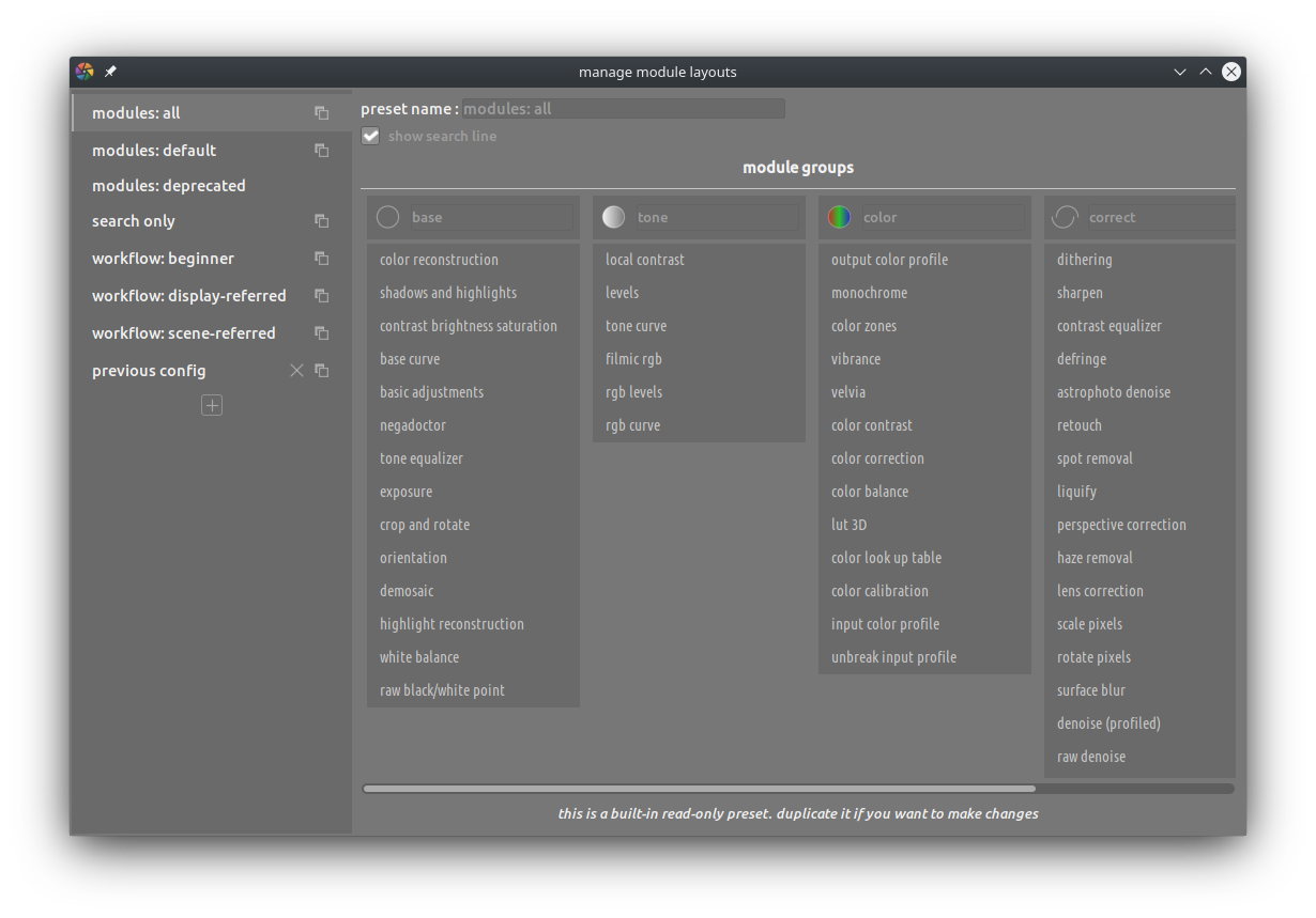 managing the module groups