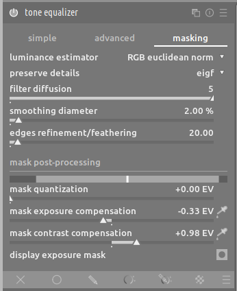 tone equalizer module&rsquo;s masking tab