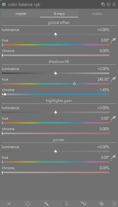 Color grading settings